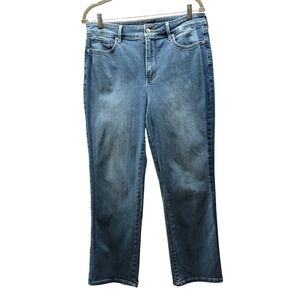 NYDJ Marilyn Straight Leg Jeans Womens 10 Blue Medium Wash Lift Tuck